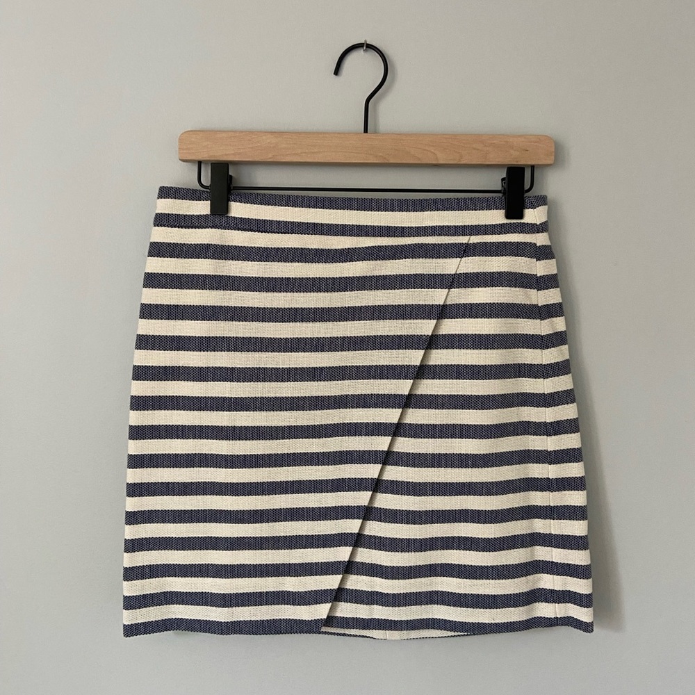 J. Crew Linen Striped Wrap Skirt
